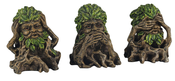 Set Of 3 Tree Faces - Speak, See & Hear No Evil